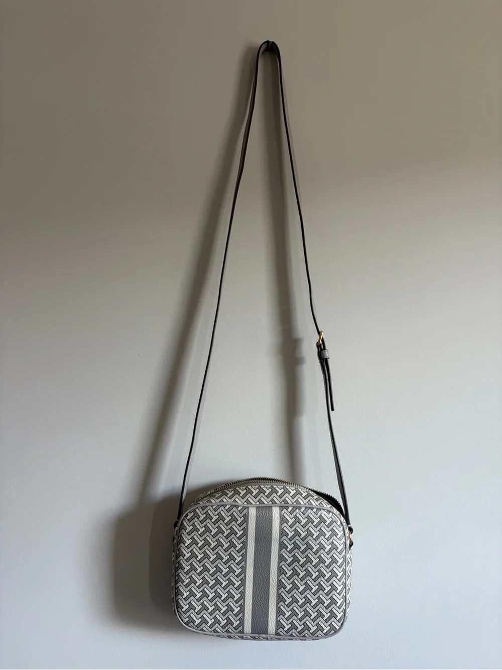 Tory Burch Gray & White Crossbody Bag